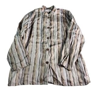Vintage David Dart Collection USA Linen Blend Tunic Shirt Jacket Large Textured